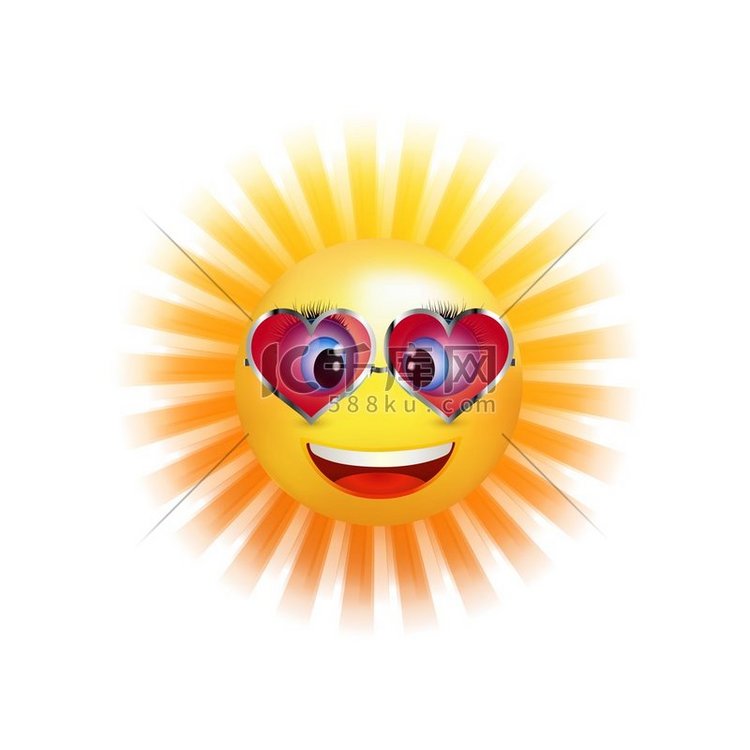 卡通太阳微笑与趋势太阳镜在一个