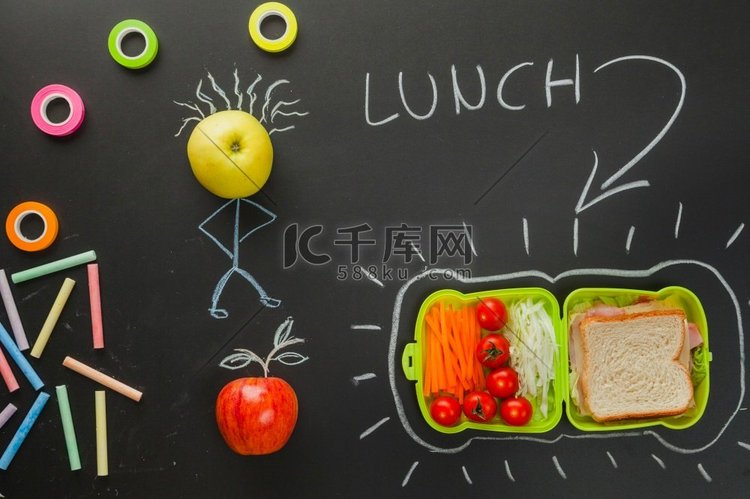 画黑板显示午餐时间