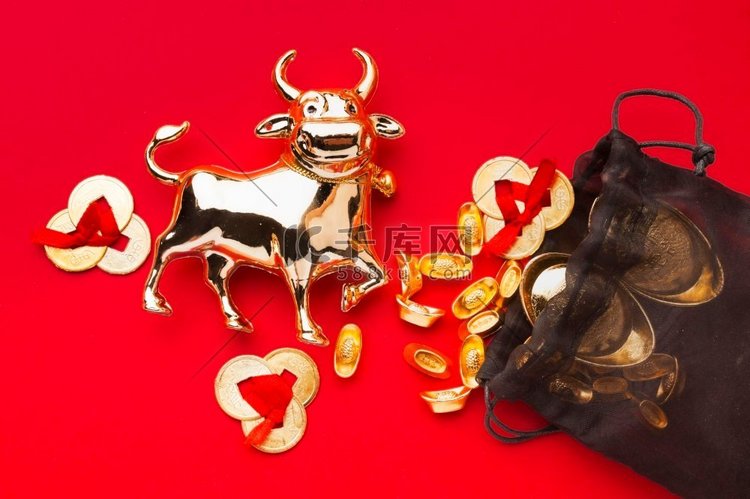 新年中国2021黄金传统牛
