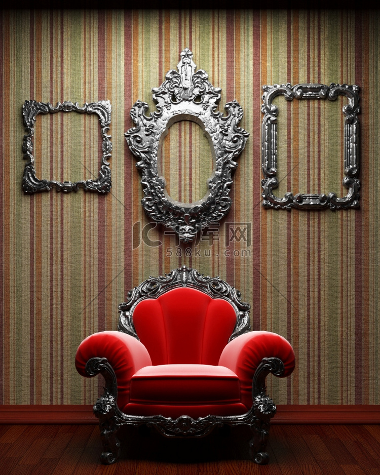3D照明织物墙纸和椅子