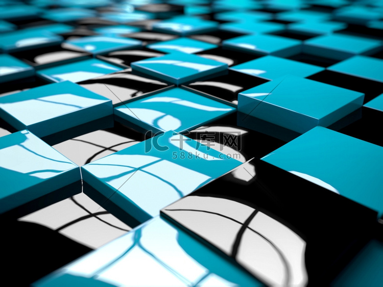 立方体图案的3D渲染抽象插图