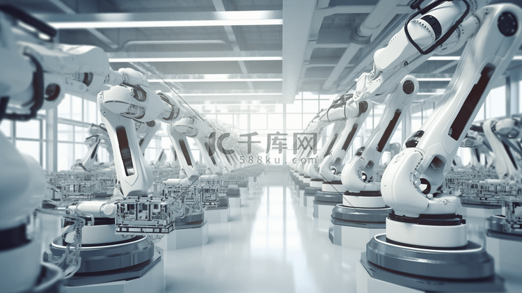 自动化工业概念与3d渲染机器人