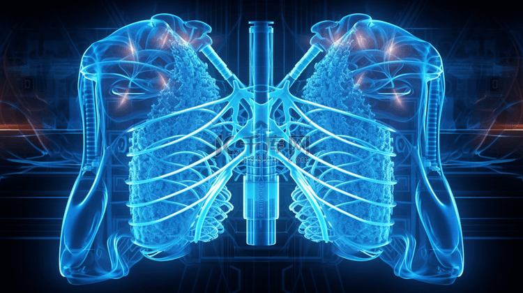 蓝色科技胸腔器官肋骨背景
