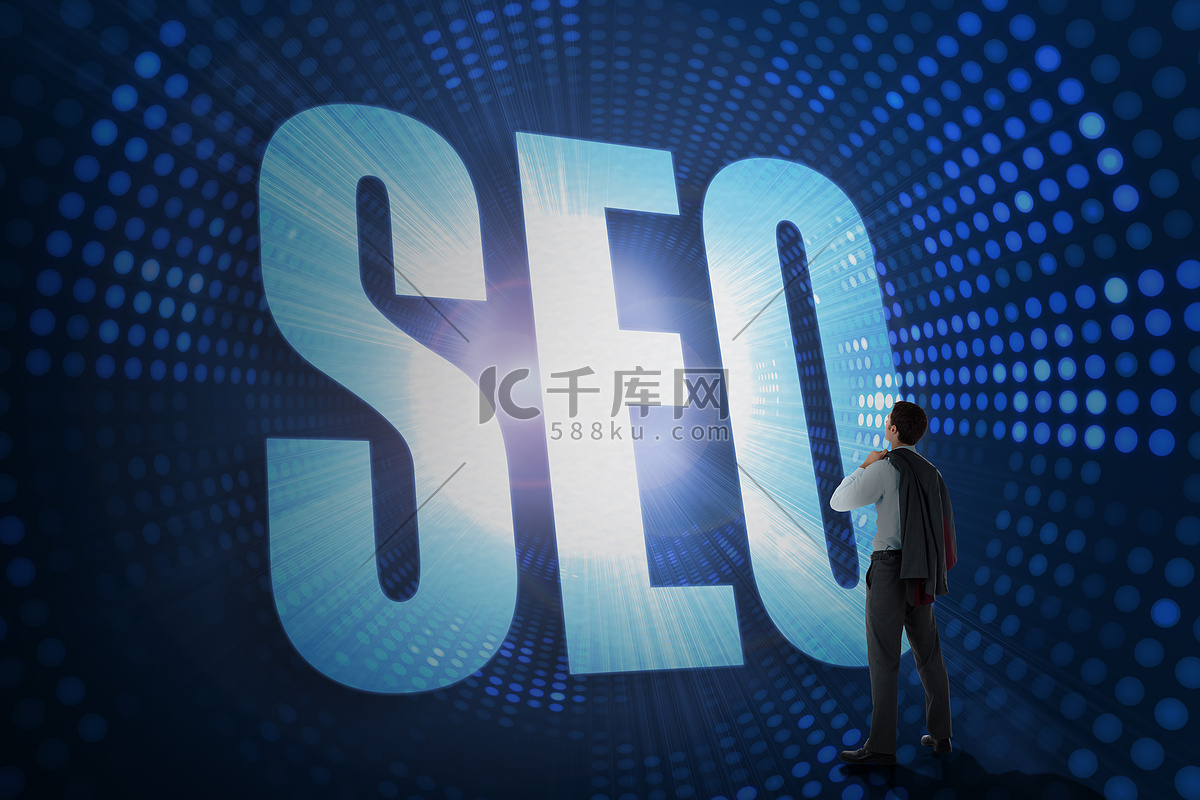 seo 反对未来派点缀蓝色和黑色背景