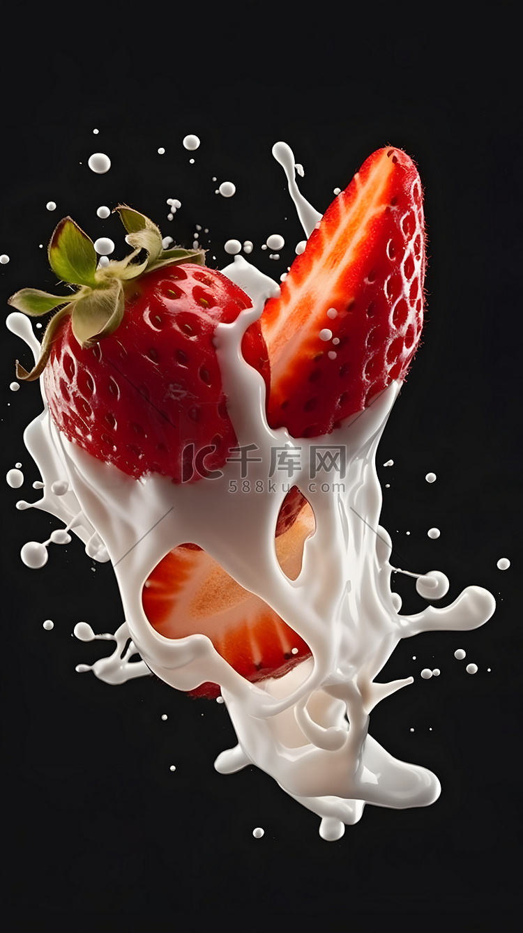 水果草莓牛奶飞溅