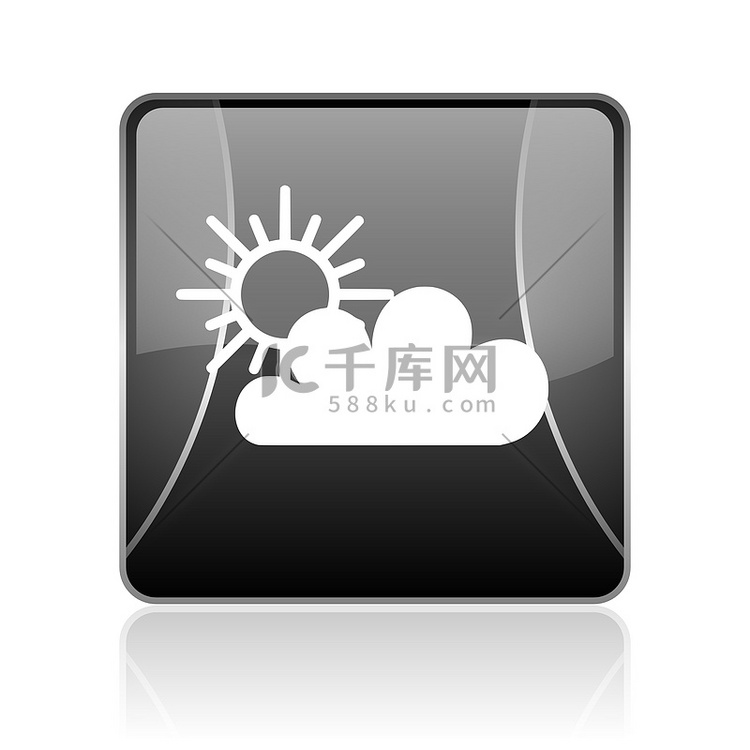 天气预报黑色方形 web 光泽图标