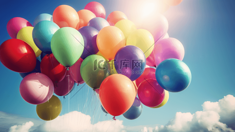 一群漂浮在空中的气球