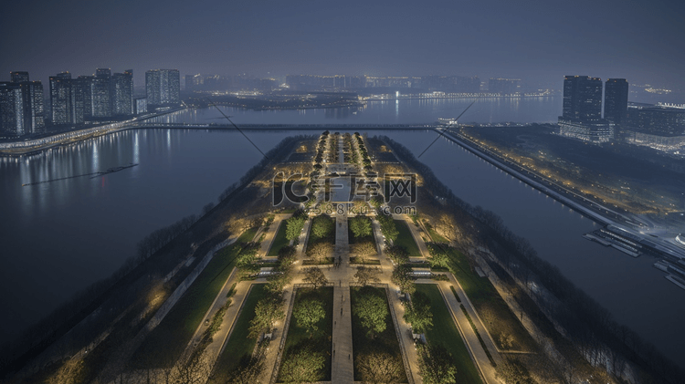 金鸡湖五光十色的建筑夜景