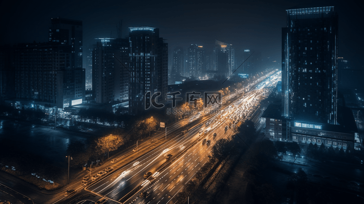 夜景北京长安街国贸中心交通