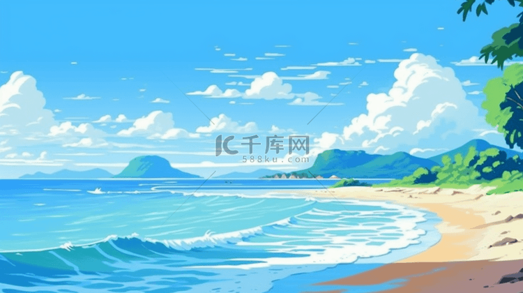 简约夏天海边风景