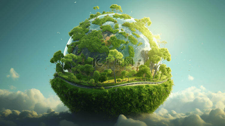 3D立体绿色地球节能环保保护环境