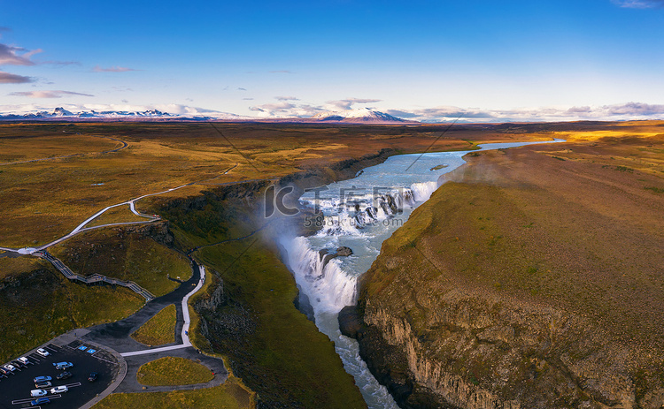 冰岛西南部的 Gullfoss