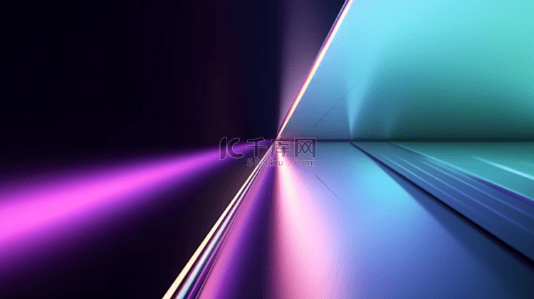 蓝色和紫色泄漏的光线抽象几何透
