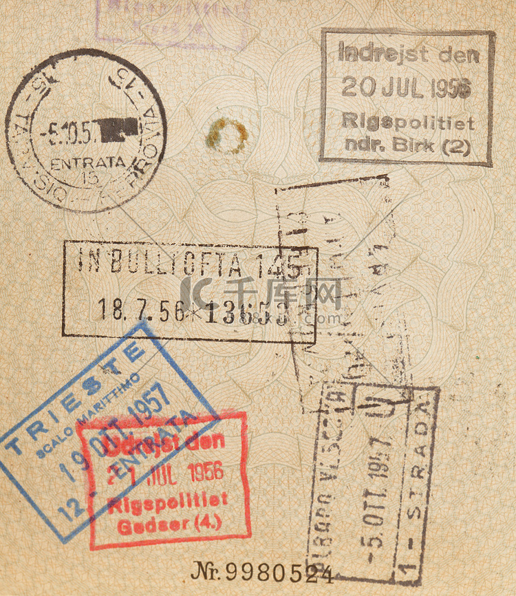 旧德国护照上的印章