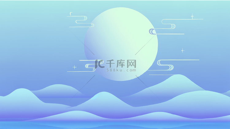中国风传统节日中秋节月亮满月