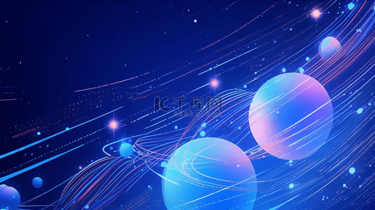 蓝色抽象科技感粒子光球星球背景