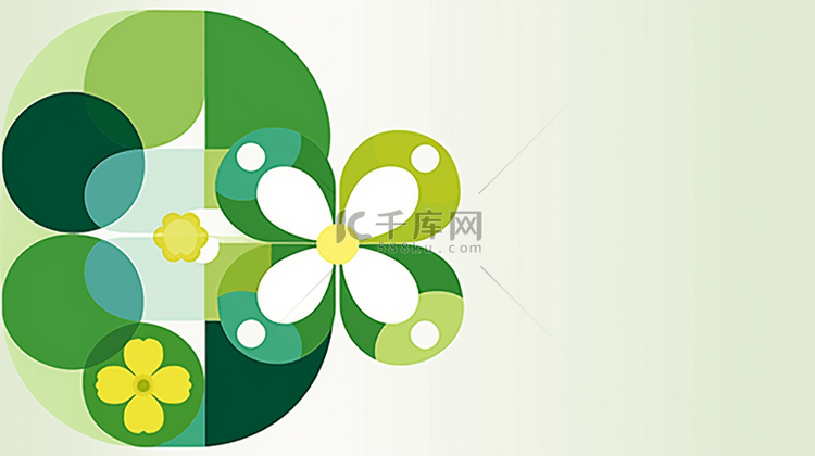 绿色白色几何抽象形状包豪斯抽象