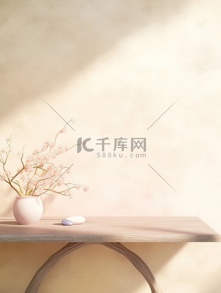 新中式暖色桌子电商背景10