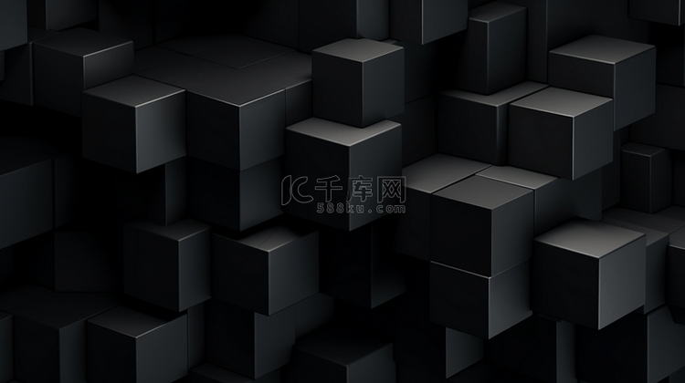 带有立体方块的渐变黑色背景。