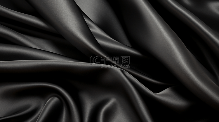 黑色纺织品质感背景，呈丝绸或亚