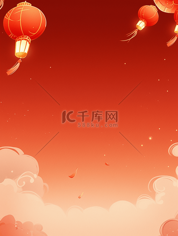 红色背景中国风喜庆新年春节海报