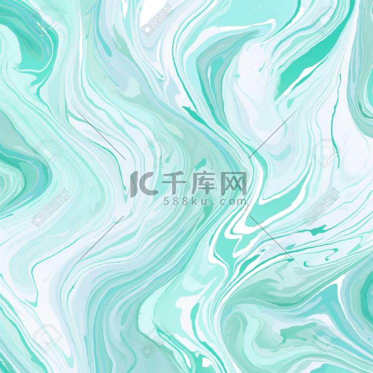 淡青色薄荷液体大理石水彩背景4