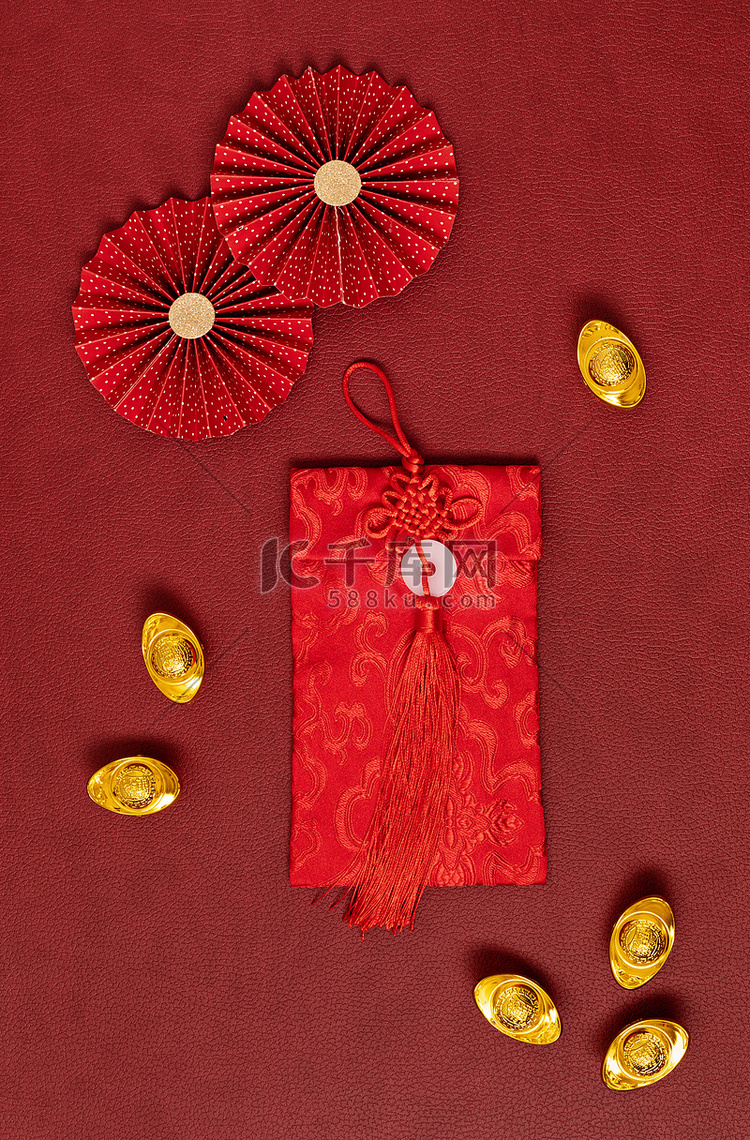 中国新年装饰比红色背景。传统的