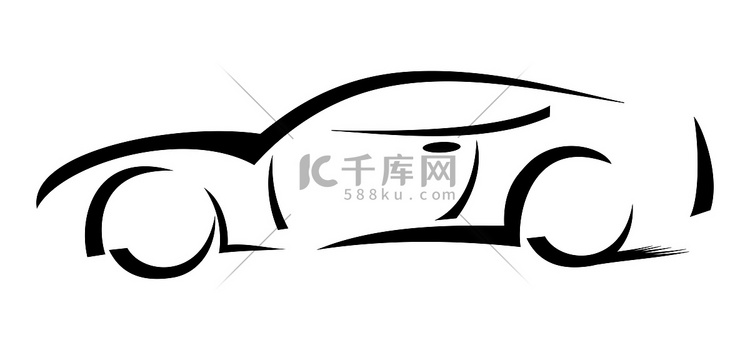 赛车汽车轮廓-插图