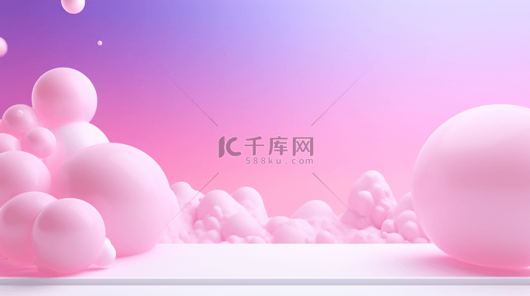 七彩C4D彩球电商展示台背景3