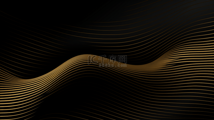 抽象的金色发光的波浪线艺术效果