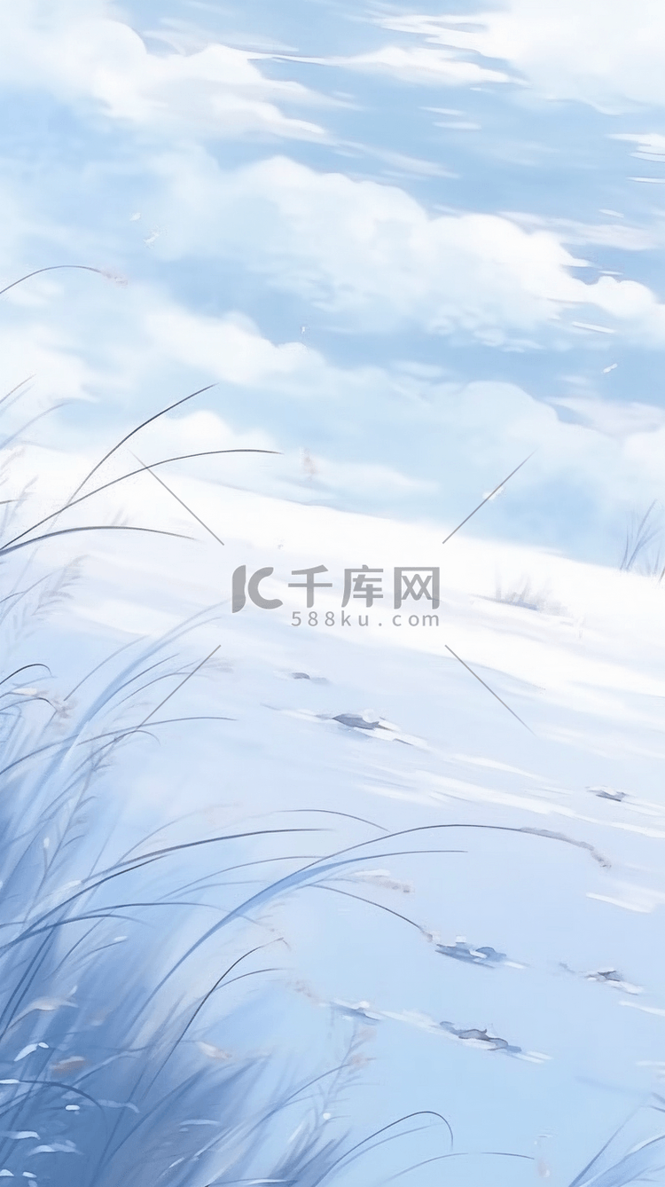 立冬小雪节气雪地里的芦苇丛背景