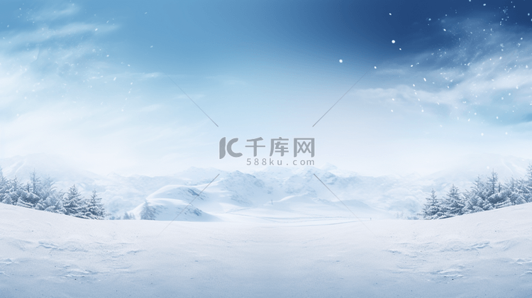 蓝色现代感冰天雪地简约创意背景