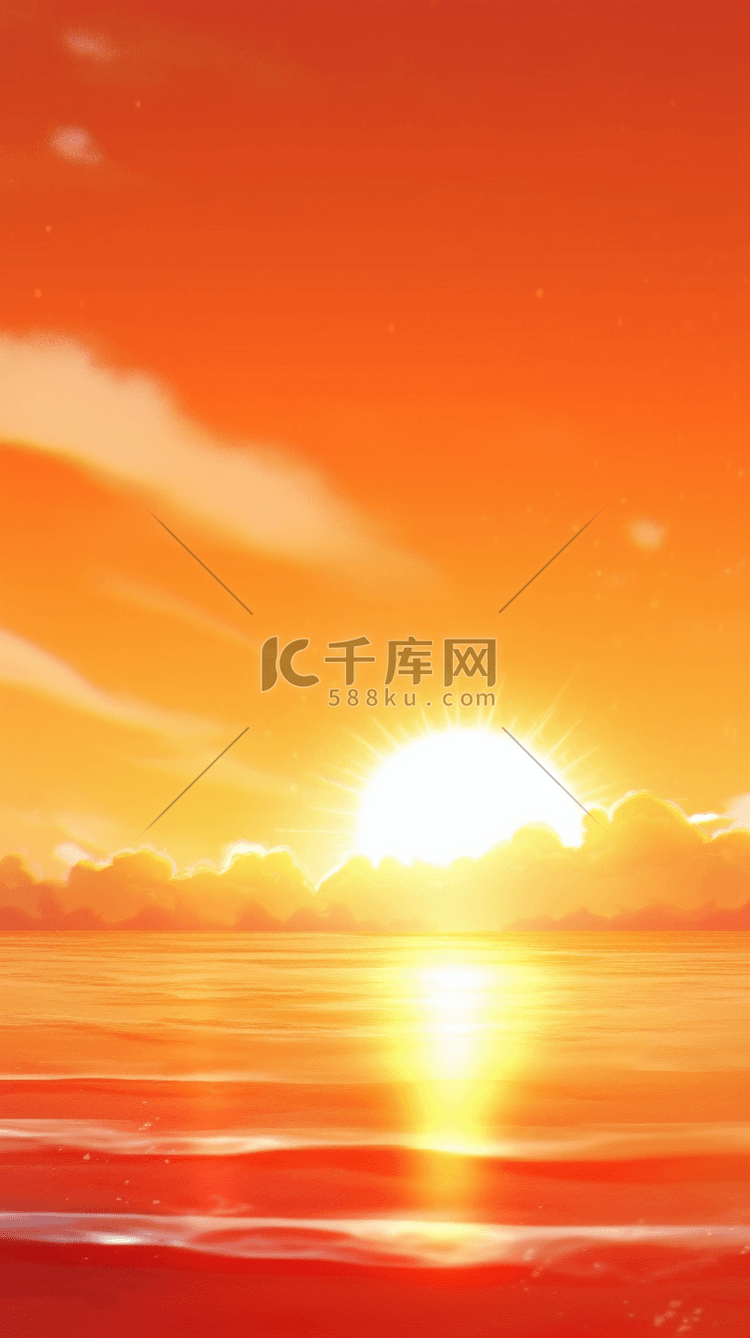 红橙色传统重阳节夕阳背景