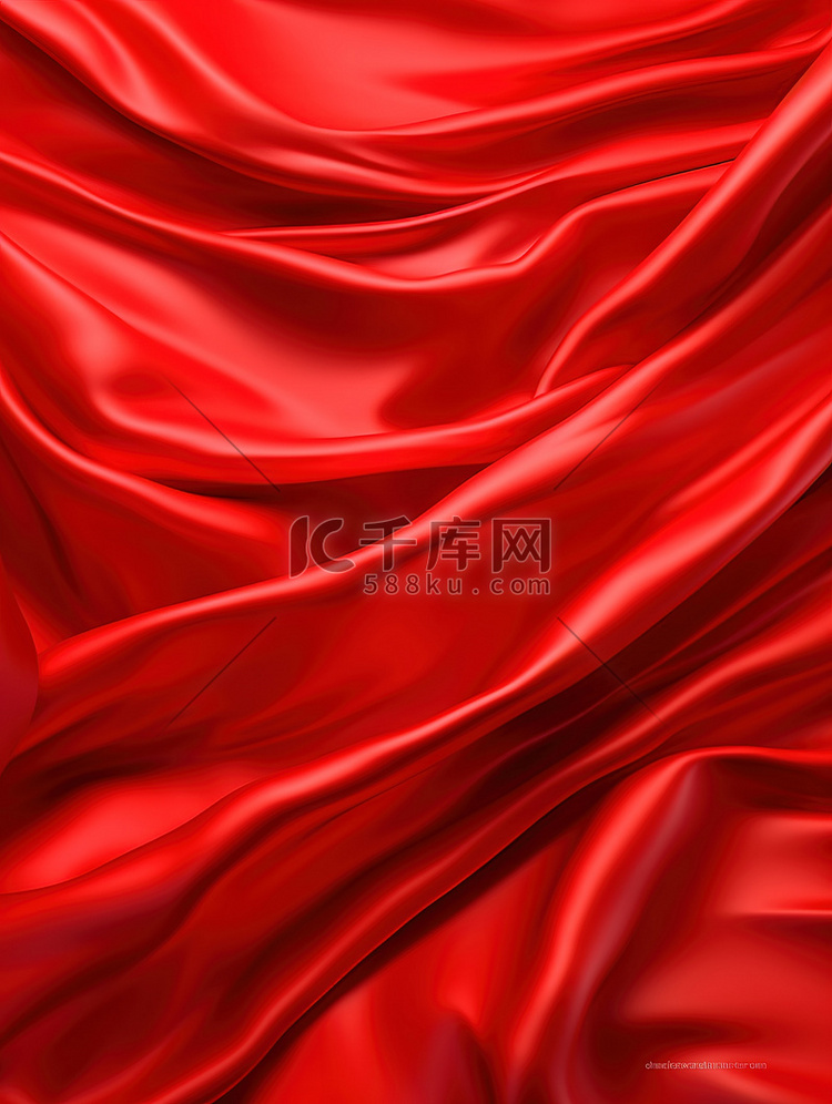 红色丝绸布褶皱背景20