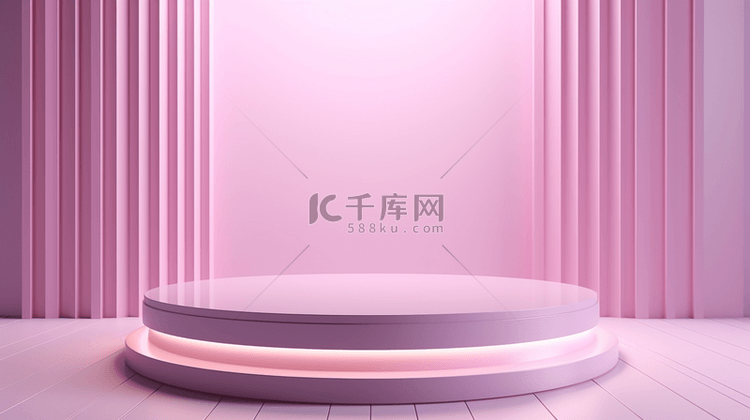 紫粉色圆形灯光舞台电商背景11