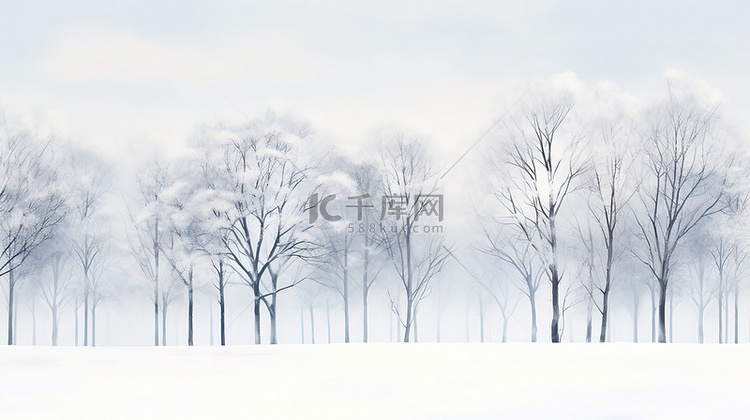 白雪覆盖的树木冬季景色20