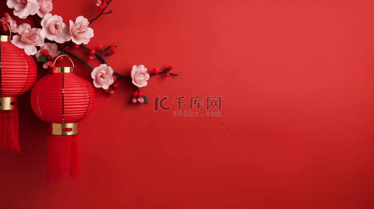 红色喜庆新年灯笼通用背景