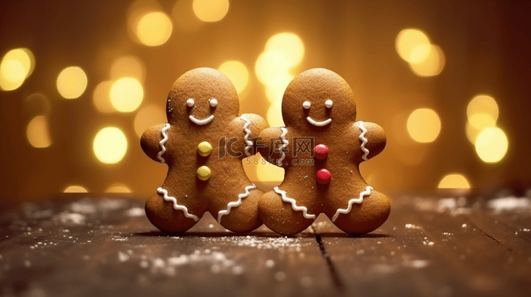 圣诞节圣诞可爱姜饼干光影展板背