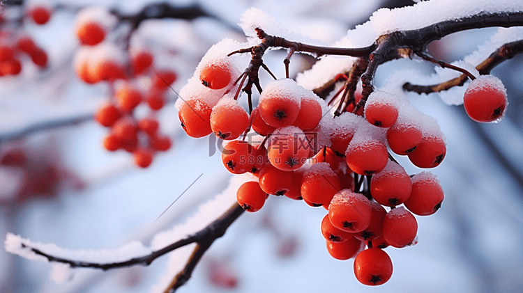 冬季上霜的浆果果实