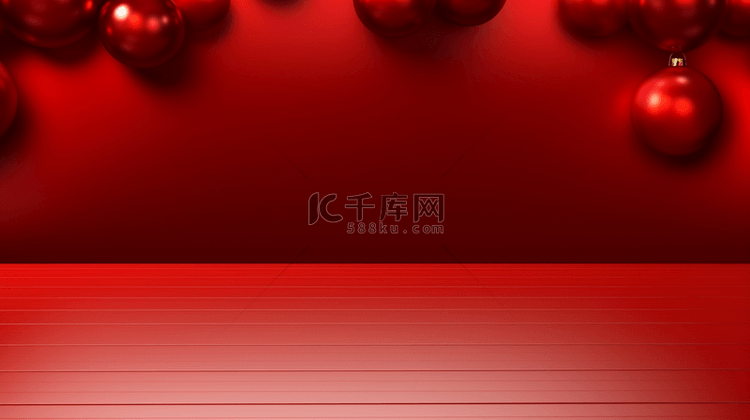红色圣诞球简约创意背景9