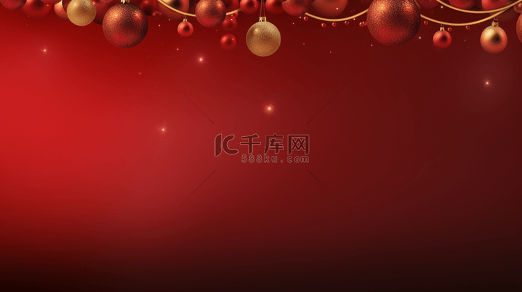 圣诞吊球装饰红色简约背景6