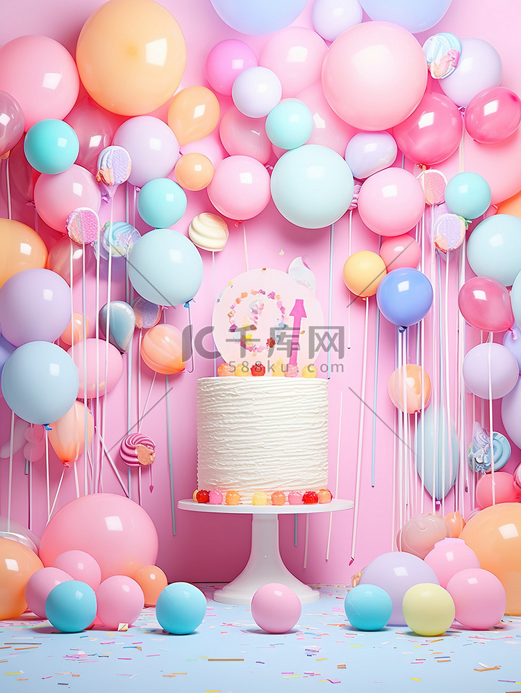 粉色生日主题蛋糕背景11
