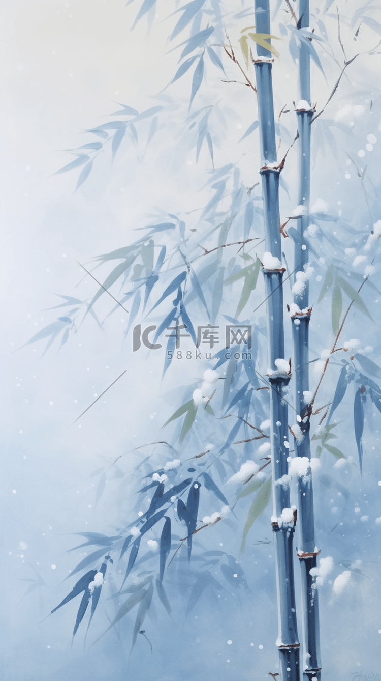 国画风格冬天竹子背景1
