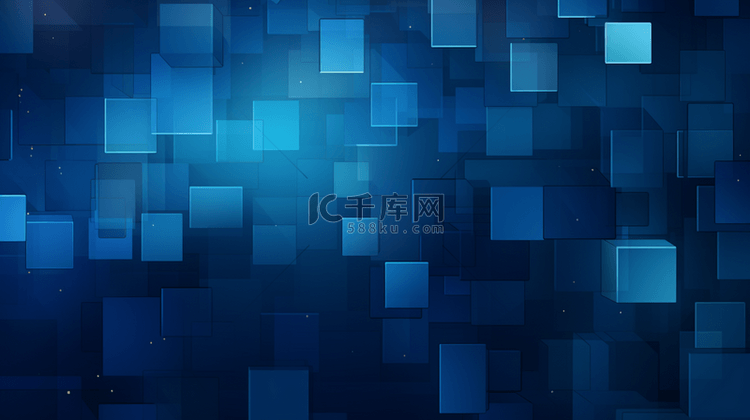蓝色科技感方块层次装饰背景1素