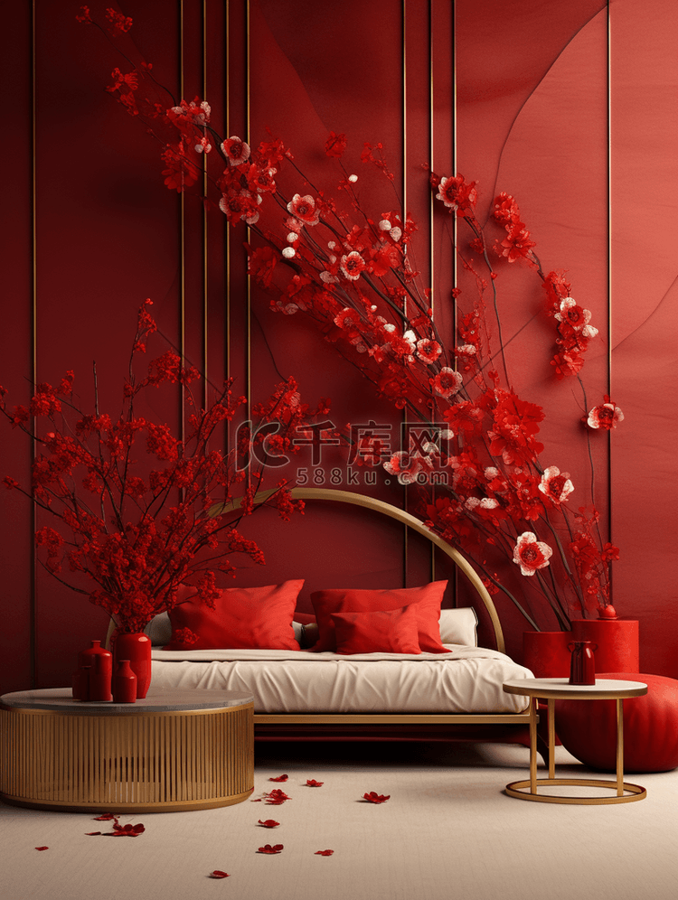 中国风喜庆装饰卧室图片