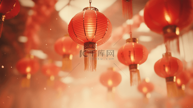 红色新年中国年喜庆灯笼背景8背
