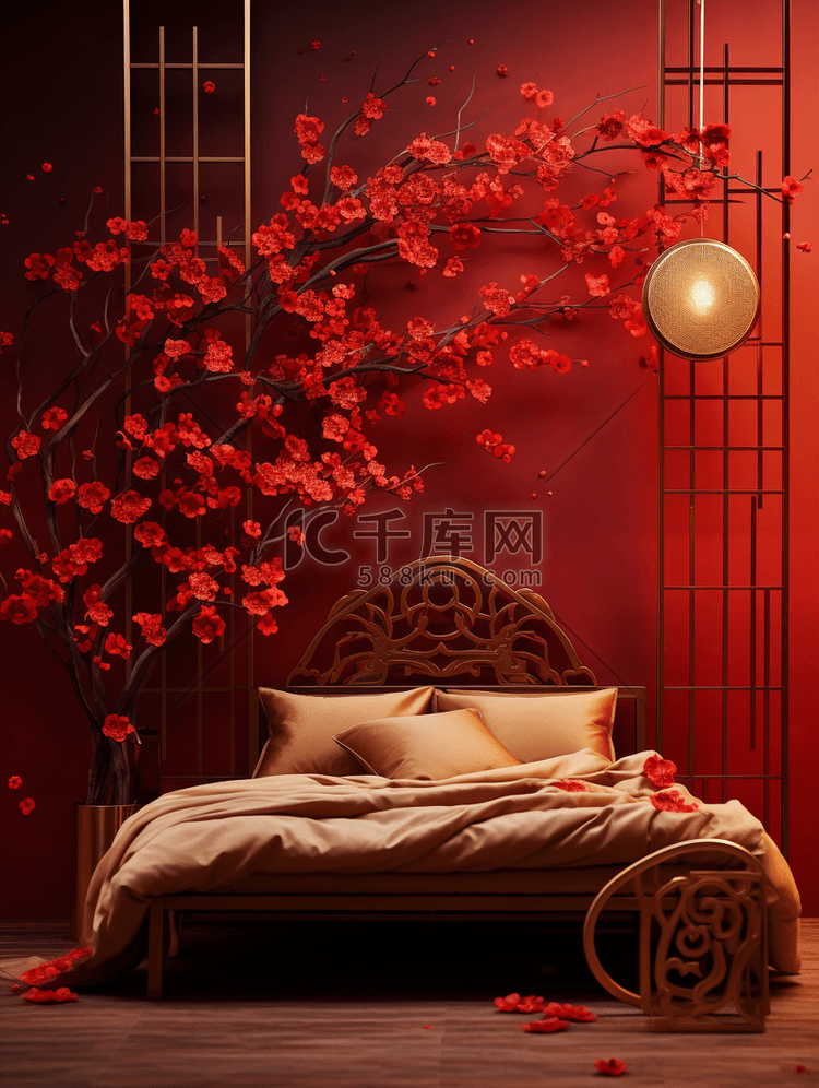 中国风喜庆装饰卧室图片39