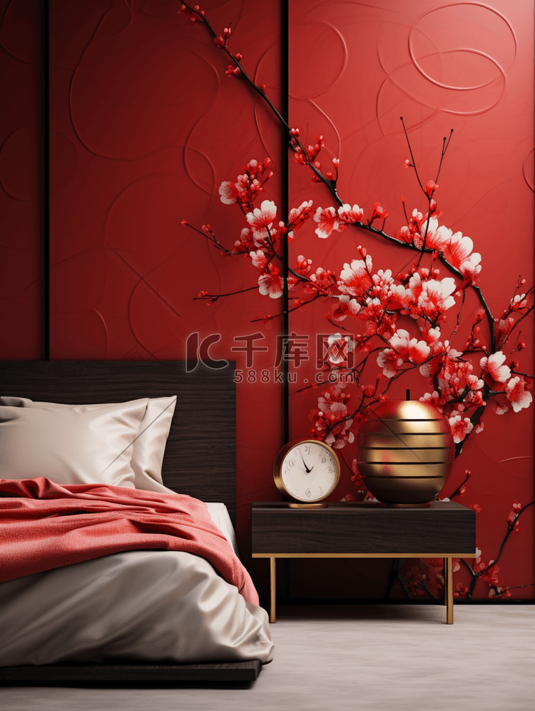 中国风喜庆装饰卧室图片42