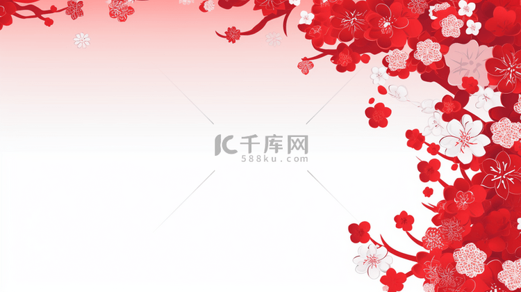 红色中国风新年梅花装饰背景18