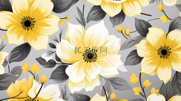 花朵图案黄色和灰色9背景素材